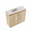 MONDIAZ TURE-DLUX Meuble toilette - 60cm - Washed Oak - EDEN - vasque Glace - position gauche - sans trou de robinet SW1103623