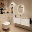 MONDIAZ TURE-DLUX Meuble toilette - 120cm - Talc - EDEN - vasque Frappe - position centrale - sans trou de robinet SW1102600