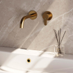 BRAUER Gold Edition Wastafelmengkraan inbouw - gebogen uitloop links - hendel plat smal - inclusief inbouwdeel - model D 1 - PVD - geborsteld goud SW547638
