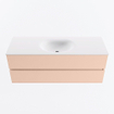 MONDIAZ VICA Ensemble meuble de salle de bains - 130cm - meuble bas rosee - 2 tiroirs - vasque moon au milieu - sans trous de robinet - version haute 60cm - talc SW1080359