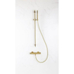 Fortifura Calvi Ensemble de douche barre curseur avec douchette stick, flexible en métal et robinet de douche Laiton brossé PVD SW811926