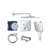 Grohe Grohtherm Ensemble de douche pluie - encastrable - pommeau carré - douchette carrée - bras mural courbé - chrome SW1235167