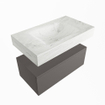 Mondiaz ALAN-DLUX Ensemble de meuble - 80cm - meuble Dark grey mat - 1 tiroir - Lavabo Cloud Opalo suspendu - vasque Centre - 0 trous de robinet SW806414