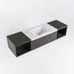 MONDIAZ BUKLA 160cm ensemble de meuble avec module ouvert 40 L+R couleur Marron foncé avec 1 tiroir. Lavabo CLOUD centre 1 trou de robinet couleur Talc. SW1382110