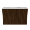 Mondiaz JOYA-DLUX 60cm meuble de toilette - couleur Walnut - Vasque FAYE position Milieu Sans trou de robinet couleur Glace. SW1422362