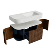 MONDIAZ THOR-DLUX Meuble de salle de bains 100cm arrondi gauche + droite couleur Walnut avec 1 tiroir et 2 portes. Vasque suspendue CLOUD Droite 1 trou de robinet couleur Opalo. SW1467380