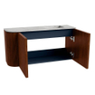 Mondiaz JOYA-DLUX Meuble de salle de bains 81.6cm - arrondi gauche couleur Ruby - Vasque FAYE position droite Sans trou de robinet couleur Glace SW1423563