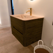 Mondiaz CIRO-DLUX Ensemble de meubles de salle de bains - 70x45x50cm - lavabo solid surface Arena - 1 vasque au milieu - 1 trou de robinet - 2 tiroirs - Shadow SW1532320