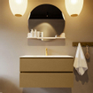 Mondiaz VICA-DLUX Ensemble de meuble de salle de bain - 90cm - meuble sous-vasque oro - 2 tiroirs - lavabo encastré cloud milieu - 1 trou de robinet - version haute 60cm - ostra SW1085594