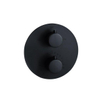 Fortifura Calvi Ensemble de douche à encastrer - rond - thermostatique - bras plafond - douche principale de 25 cm - douchette à main - flexible de douche en métal - noir mat SW1244289