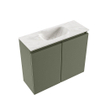 MONDIAZ TURE-DLUX Meuble toilette - 60cm - Army - EDEN - vasque Ostra - position centrale - sans trou de robinet SW1104680