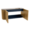 Mondiaz JOYA-DLUX 91.6cm meuble de toilette - arrondi gauche couleur Chêne - Vasque FAYE position Droite Sans trou de robinet couleur Arène SW1423876