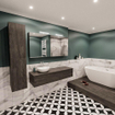 MONDIAZ LUSH Ensemble de meuble salle de bain - 150cm - 1 tiroir - lavabo BARCO - vasque à gauche - 1 trou de robinet - marron foncé SW409646