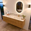 Mondiaz CIRO-DLUX Badkamermeubelset - 180x45x50cm - Solid surface wastafel Glace - 1 wasbak Rechts - 1 kraangat - 4 lades - Oak SW1530816
