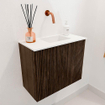 Mondiaz JOYA 50cm toiletmeubel - kleur Walnut - Wastafel FAYE positie Rechts Zonder kraangat kleur Talc. SW1421246