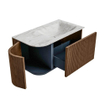 MONDIAZ KURVE-DLUX 85cm Meuble salle de bain avec module 25 G - couleur Walnut - 1 tiroir - 1 porte - vasque CLOUD droite - sans trou de robinet - couleur Glace SW1138007