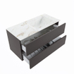 MONDIAZ VICA-DLUX Ensemble meuble de salle de bains - 100cm - meuble bas dark grey - 2 tiroirs - lavabo encastré cloud à droite - sans trous de robinetterie - version haute 60cm - frape SW1088678