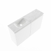 MONDIAZ TURE-DLUX Meuble WC 80 cm Talc. EDEN lavabo Opalo position gauche. Sans trou de robinet. SW1104140