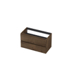 INK Wastafelonderkast - 90x45x52cm - 2 lades - greeploos - met houten keerlijst - MDF - Chocolate SW493655