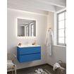 ENSEMBLE DE MEUBLE MONDIAZ VICA - 80cm - 2 tiroirs - lavabo Cloud central - 1 trou de robinet - solid surface jeans SW410900