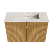 Mondiaz JOYA-DLUX 60cm toiletmeubel - kleur Oak - Wastafel FAYE positie Rechts Zonder kraangat kleur Frappe. SW1421912