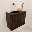 Mondiaz JOYA 50cm toiletmeubel - kleur Walnut - Wastafel FAYE positie Links Zonder kraangat kleur Urban. SW1421395
