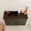 Mondiaz JOYA 60cm toiletmeubel - kleur Shadow - Wastafel FAYE positie Links 1 kraangat kleur Urban. SW1421473