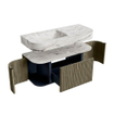 MONDIAZ THOR-DLUX 110cm badmeubel ronding links + rechts kleur Shadow met 1 lade en 2 deuren. Vrijhangende wastafel CLOUD Links 1 kraangat kleur Glace. SW1462861