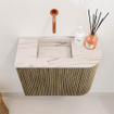 Mondiaz JOYA-DLUX 51.6cm toiletmeubel - ronding rechts kleur Dusk - Wastafel FAYE positie Links Zonder kraangat kleur Nata. SW1425912