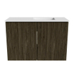 Mondiaz JOYA 60cm meuble de salle de bains - couleur Shadow - Vasque FAYE position Droite 1 trou de robinet couleur Talc. SW1421442