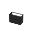 INK Wastafelonderkast - 90x45x65cm - 2 lades - greeploos - MDF lak - Mat zwart SW693290