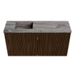 Mondiaz JOYA-DLUX 80cm toiletmeubel - kleur Walnut - Wastafel FAYE positie Links 1 kraangat kleur Sombra. SW1424730