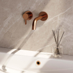 BRAUER Copper Edition Wastafelmengkraan inbouw - gebogen uitloop rechts - hendel middel dik - inclusief inbouwdeel - model E2 PVD - geborsteld koper SW715576
