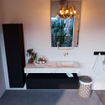 Mondiaz ALAN-DLUX Ensemble de meuble - 130cm - meuble Urban mat - 1 tiroir - Lavabo Cloud Frappe suspendu - vasque Droite - 0 trous de robinet SW804855