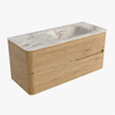 Mondiaz CIRO-DLUX Badkamermeubelset - 110x45x50cm - Solid surface wastafel Frappe - 1 wasbak Rechts - zonder kraangaten - 2 lades - Oak SW1530889