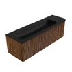 MONDIAZ KURVE 145cm Meuble salle de bain avec module 25 D - couleur Walnut - 1 tiroir - 1 porte - vasque BIG LARGE gauche - sans trous de robinet - Urban SW1138514