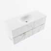 Mondiaz VICA ensemble de meuble de salle de bain - 110cm - meuble sous-vasque carrara - 2 tiroirs - lavabo moon milieu - sans trous de robinet - version haute de 60cm - talc SW1083466