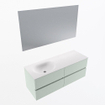 Mondiaz VICA ensemble de meuble de salle de bain - 130cm - meuble sous-vasque greey - 4 tiroirs - lavabo moon gauche - sans trous de robinet - couleur talc - miroir LED - version XL 60cm de haut SW1092102