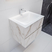 Mondiaz VICA ensemble de meuble de salle de bain - 60cm - meuble sous-vasque carrara - 2 tiroirs - lavabo cloud milieu - 1 trou de robinet - miroir LED - version XL 60cm de haut SW1097587