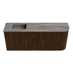 Mondiaz JOYA-DLUX 101.6cm meuble de salle de bains - arrondi droite couleur Walnut - Vasque FAYE position Gauche Sans trou de robinet couleur Oza. SW1424614