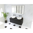 HR badmeubelen Matrix 3D badkamermeubelset 120cm 1 lade greeploos met greeplijst in kleur Zwart mat met bovenblad zwart mat SW857110