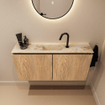 MONDIAZ TURE-DLUX Meuble toilette - 100cm - Washed Oak - EDEN - vasque Frappe - position centrale - 1 trou de robinet SW1103092