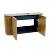 Mondiaz JOYA-DLUX 83.2cm toiletmeubel - ronding links en rechts kleur Oak - Wastafel FAYE positie Midden Zonder kraangat kleur Glace. SW1422036