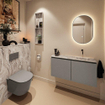 MONDIAZ TURE-DLUX meuble de toilettes 100 cm Smoke. EDEN lavabo Glace position à droite. Sans trou de robinet. SW1103580