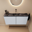 MONDIAZ TURE-DLUX meuble de toilettes 100 cm Clay. Lavabo EDEN Lava position milieu. Sans trou de robinet. SW1103730