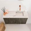 Mondiaz JOYA-DLUX 70cm toiletmeubel - kleur Shadow - Wastafel FAYE positie Rechts Zonder kraangat kleur Nata. SW1424952