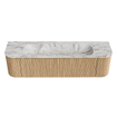 MONDIAZ KURVE-DLUX 170cm Meuble salle de bain avec module 25 G et D - couleur Oak - 1 tiroir - 2 portes - vasque BIG LARGE centre - sans trou de robinet - couleur Glace SW1137981