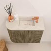 Mondiaz JOYA-DLUX Meuble WC 51,6 cm - arrondi à gauche couleur Dusk - Lavabo FAYE position droite 1 trou de robinet couleur Frappe. SW1423088