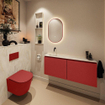 MONDIAZ TURE-DLUX Meuble toilette - 120cm - Fire - EDEN - vasque Ostra - position gauche - sans trou de robinet SW1104826