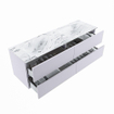 MONDIAZ VICA-DLUX Ensemble meuble de salle de bains - 150cm - meuble bas cale - 4 tiroirs - lavabo encastré cloud double - sans trous de robinet - version haute 60cm - glace SW1088371